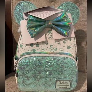 NEW Disney 100 Hallmark Sequin Loungefly Backpack and Wallet Set